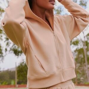 Pact Organic‎ Courtside Zip Hoodie Jacket Beige L Sustainable Comfy Minimalist